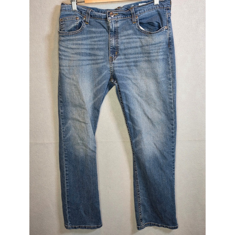George Mens Bootcut Jeans Medium Wash Blue Denim 34x30 GM0103 Distressed Rugged
